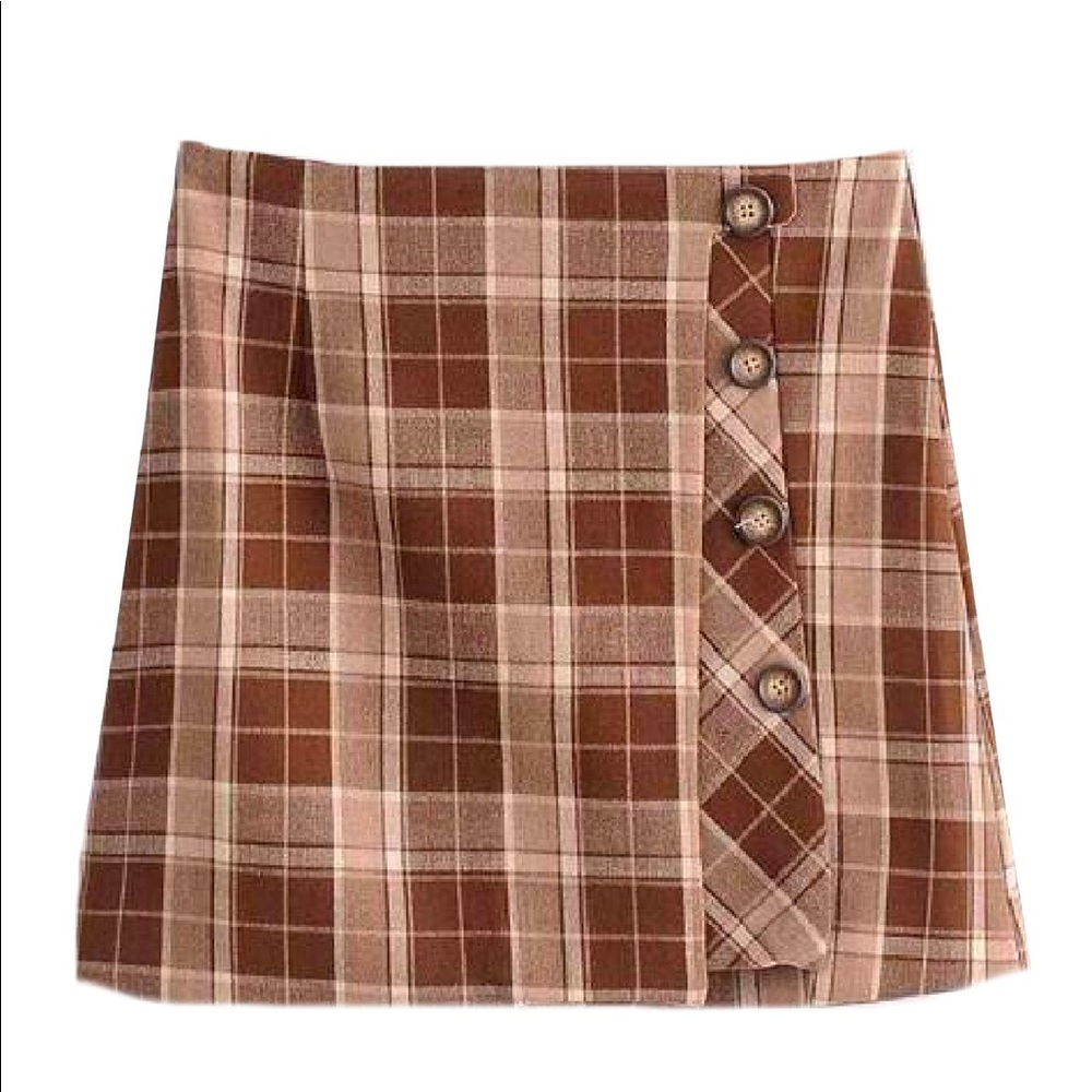 GOODNIGHT MACAROON JAMEY PLAID MINI SKIRT sz M